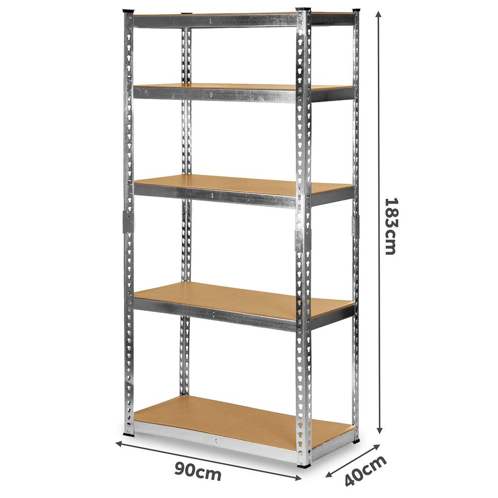 Metal Storage Shelf 183 X 90 X 40 Cm Humberg Hr-853 Silver