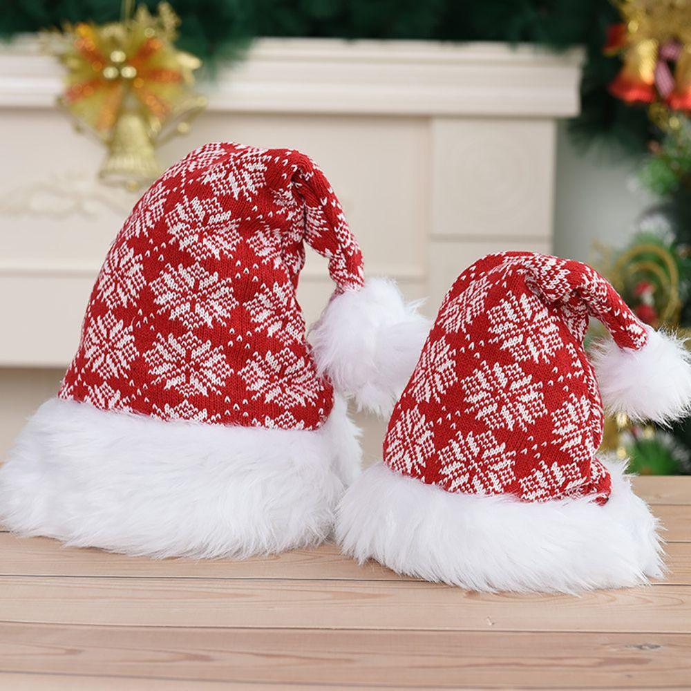 Supplies Adult Stripe Snowflake Plaid Plush Warm Cap Children Hat Christmas Hat Santa Claus Hat