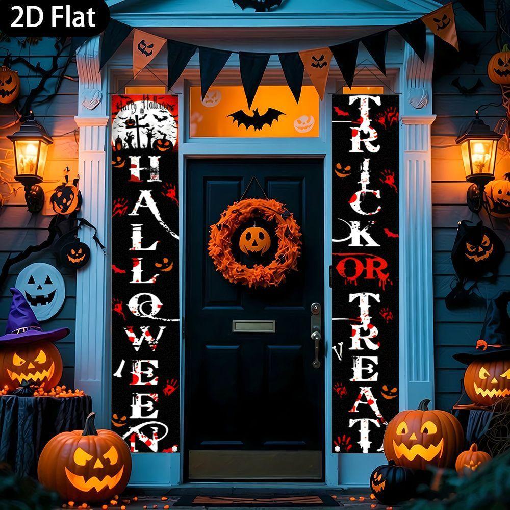 2D Flat, 2D Flat - 2D Flat, 2D Flat - 2D Flat 2pcs Banner Halloween TRICK OR TREAT Doorway Couple Banner (11.8 X 70.8 Inches / 30 X 180 Cm) Blood Hand