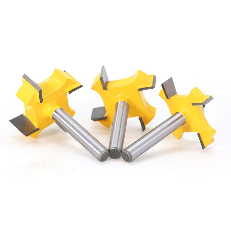 1/3pc 6mm 1/4 Inch Shank T Type Bearings Wood Milling Cutter Industrial Grade Rabbeting Bit Woodworking Tool Router Bits for Wood