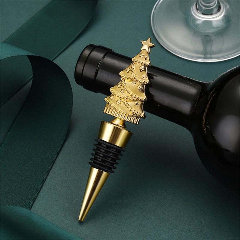 Holiday Wine Stopper Christmas Tree Decoration Practical Zincs Alloy Bottle Cork For Home Party Decoration
