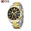 OFNS Cross-Border Men's Multifunctional Luminous Watch with Calendar and Sunburst Dial, Three Eyes, Six Hands, Waterproof.