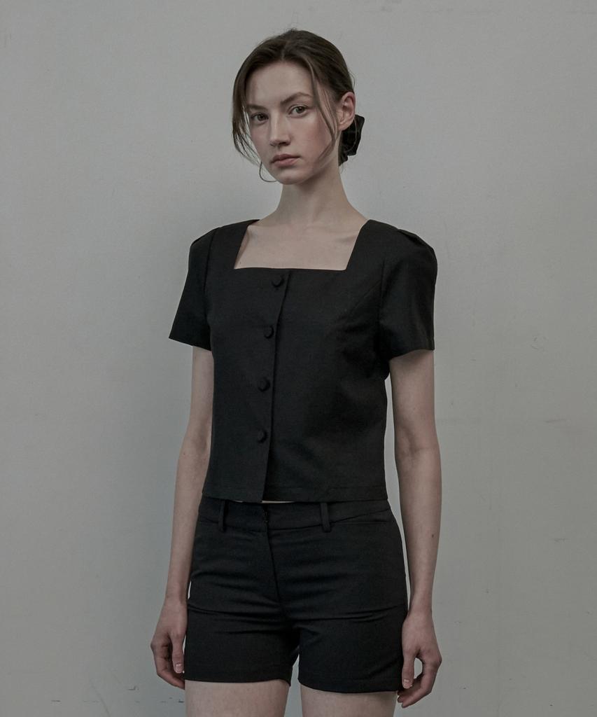 Mausolleum Mellow Square Neck Blouse Jacket - Black