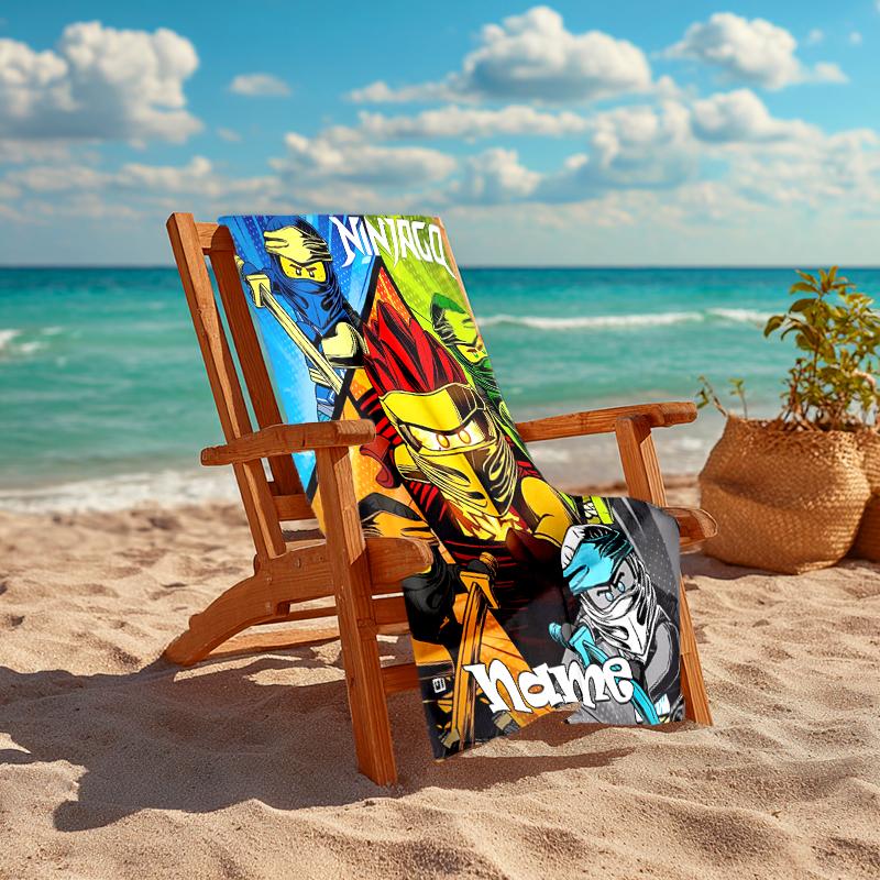 Personalized customized proof beach towel with Lego Ninjago pattern - soft, absorbent,quick-drying,perfect swimming,camping&bathing