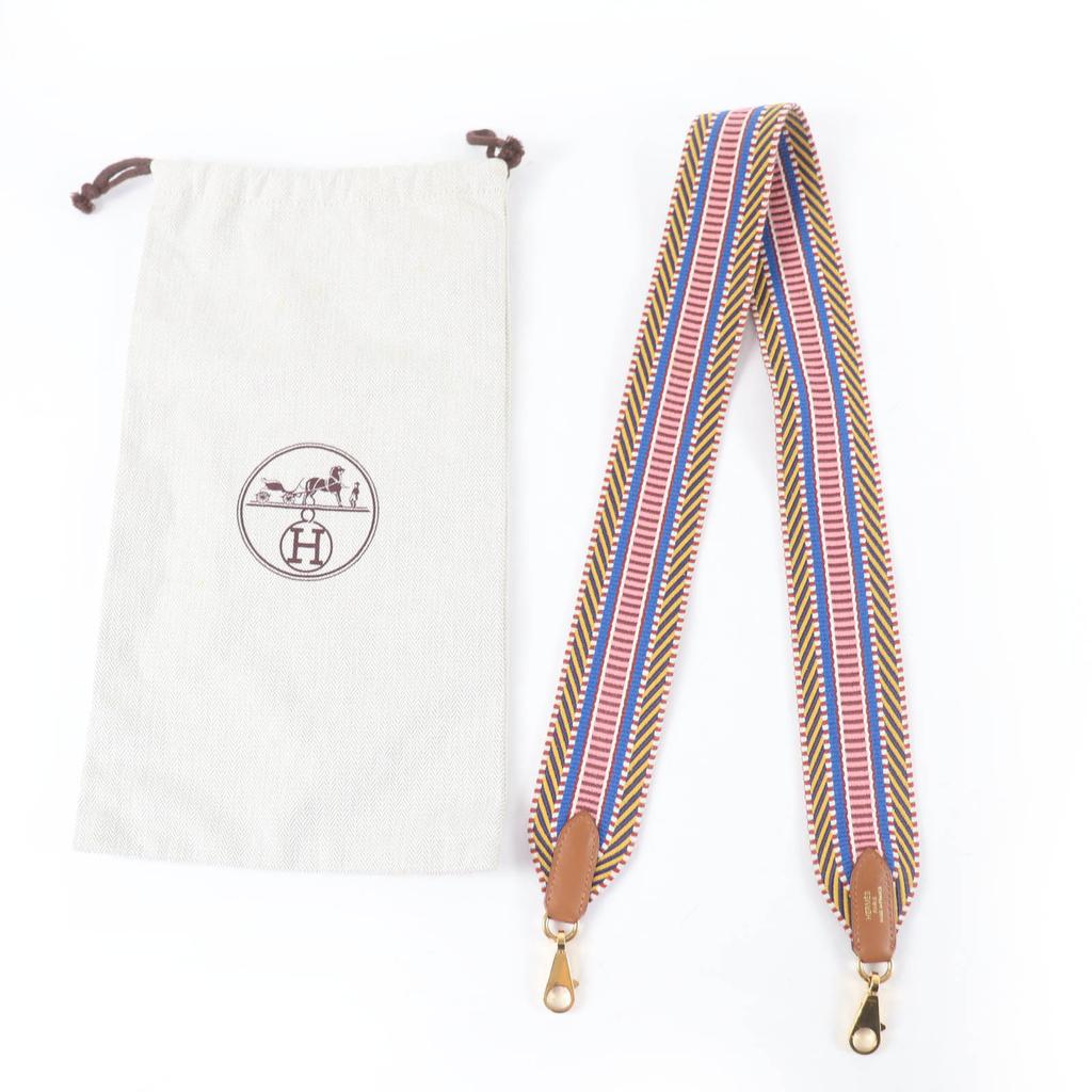 Great HERMES Shoulder strap Bandouliere Sangle Caval 2"" multicolor leather Used