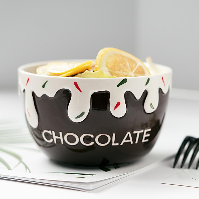 Ceramic tableware salad bowl cute strawberry yogurt bowl dessert fruit Christmas cake bowl home ceramic