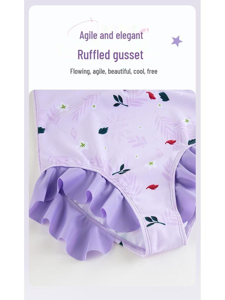 Girls' Long Sleeve Sun Protection Quick-Dry One-Piece Swimsuit