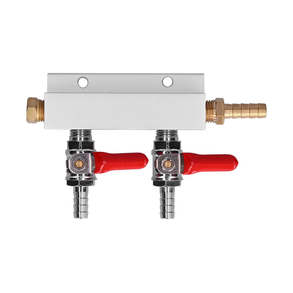 2-veis gassfordeling CO2-fordeler manifold med 5/16 tommers øl integrerte tilbakeslagsventiler