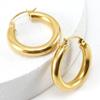 18K Gold Titanium Steel Hollow Hoop Earrings for Women - Versatile and Stylish
