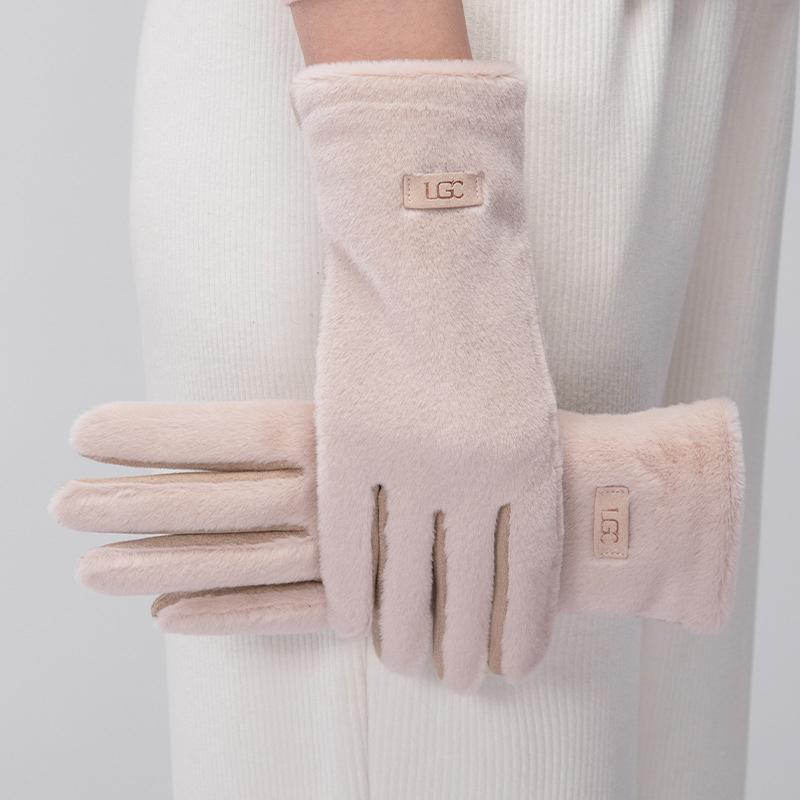 Korean Elegant Suede Gloves for Women Faux Mink Fur Warm and Skin Friendly Touch Screen Gloves Sweet and Soft Commuting Gloves