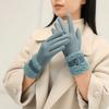 Windproof Winter Women's Gloves Full Finger Cycling Mittens Elegant Women Suede Gloves  Female