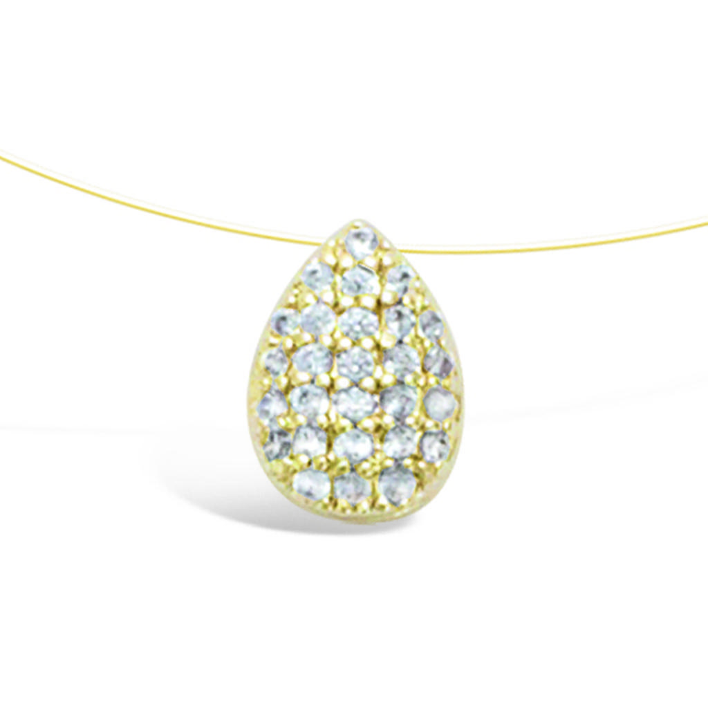 Les Trésors De Lily [R7131] - 'Sissi' Gold Plated Necklace White Gold - 8x6 Mm