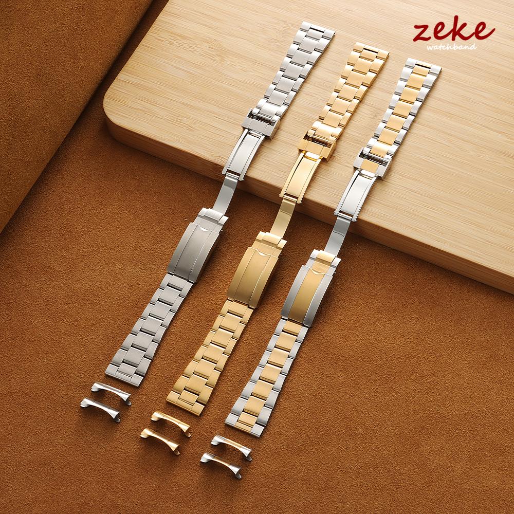 Luxury Curved End Stainless Steel Bracelet Folidng Buckle Watch Straps 20mm 21mm 22mm for Rolex for Oyster Perpetual Wrist Band