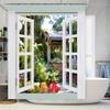 Abridor de Janelas: Adesivos de Parede Decorativos para Casa Sala de Estar, Quarto ou Banheiro Design 3D Vista de Jardim Vinil Removível Ar