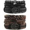 HZMAN Braccialetti in Vera Pelle Albero della Vita Uomo Donna, Occhio di Tigre Pietra Naturale Perline di Roccia Vulcanica Etnici Tribali Braccialetti Elastici