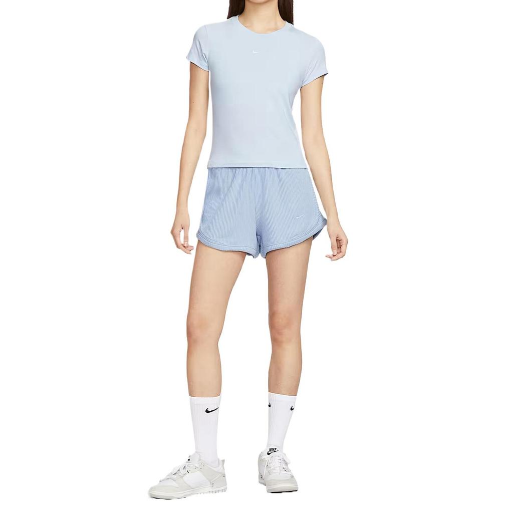 Nike Sportswear Chill Knit Comfortable Fashion Versatile Solid Color Short Sleeve Regular T-Shirt Women Tops Blue FV5509423