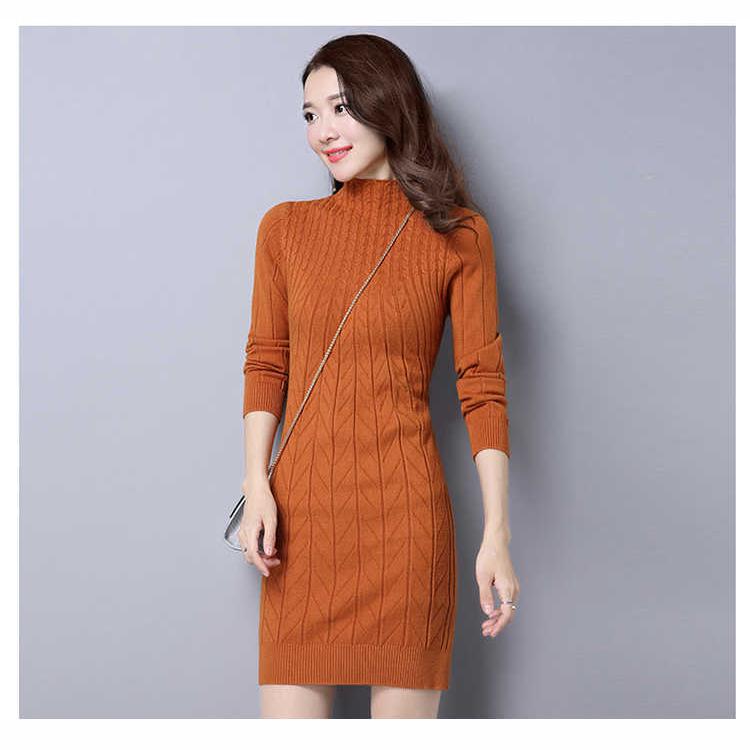 Genser med høy krage Varm strikkegenser Stor størrelse genser Kasjmirgenser Dame Lang genser