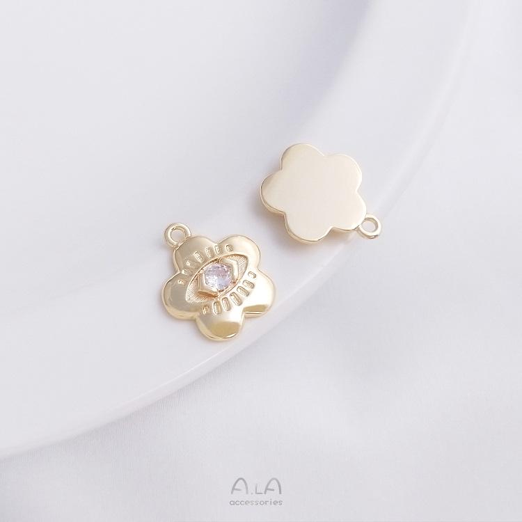 Zawieszka z cyrkonią wypełniona 14-karatowym złotem do tworzenia biżuterii DIY: Kształty okrągłe, owalne, serca, kwiatów