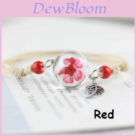 Elegant Dry Plant Specimen Bracelet With Glass Ball Dandelion Bead For Women