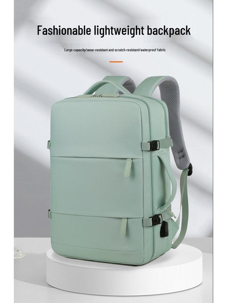 High-End Waterproof Backpack: Women's Leisure Travel, Men's Wet/Dry Separation, Large Capacity Schoolbag, Laptop Compatible.