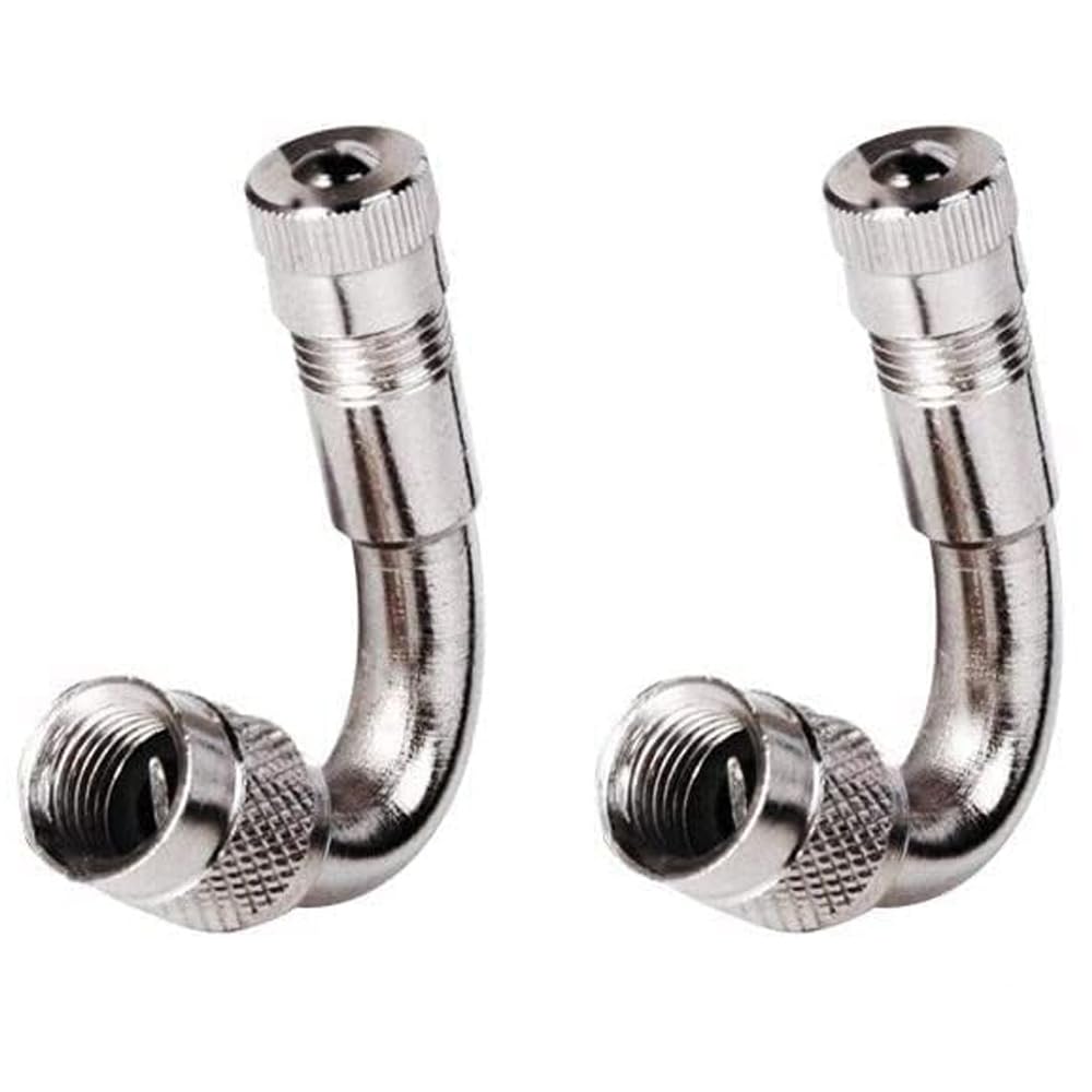 

Motorcycle Air Pump Adapter, 90° Motorcycle Air Valve, For Auto Wheels, Metal Extension Rod, Set of 2, Silver