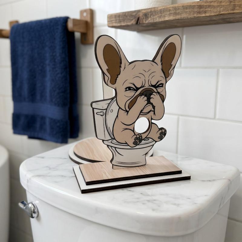 Creative and Funny Wooden Cartoon Animal Vertical Bathroom Entrance Countertop. Bathroom Personalized Roll of Toilet Paper Holder.