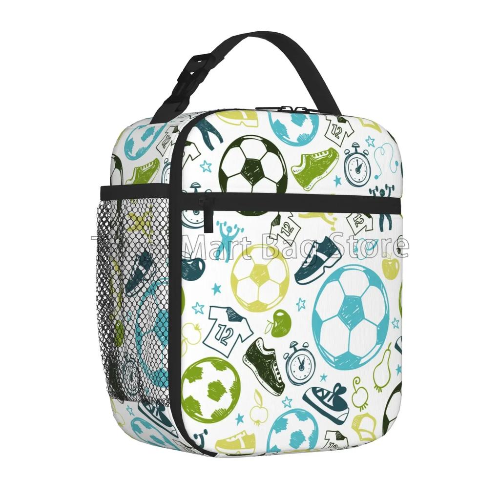 Borsa Pranzo Sportiva con Pallone da Calcio per Ragazzi Ragazze Scatola Pranzo Riutilizzabile Borse Pasto Termiche Borsa Pranzo Portatile per Scuola Viaggio Picnic