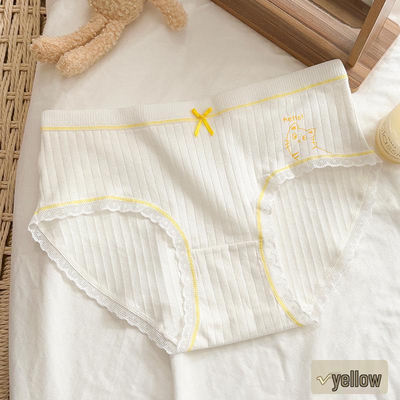 10А Антибактериальные Мягкие Хлопковые Трусики для Девочек Средней Посадки - Милые, Симпатичные, Удобные и Нежные к Коже L 95-115 Jin жёлтый