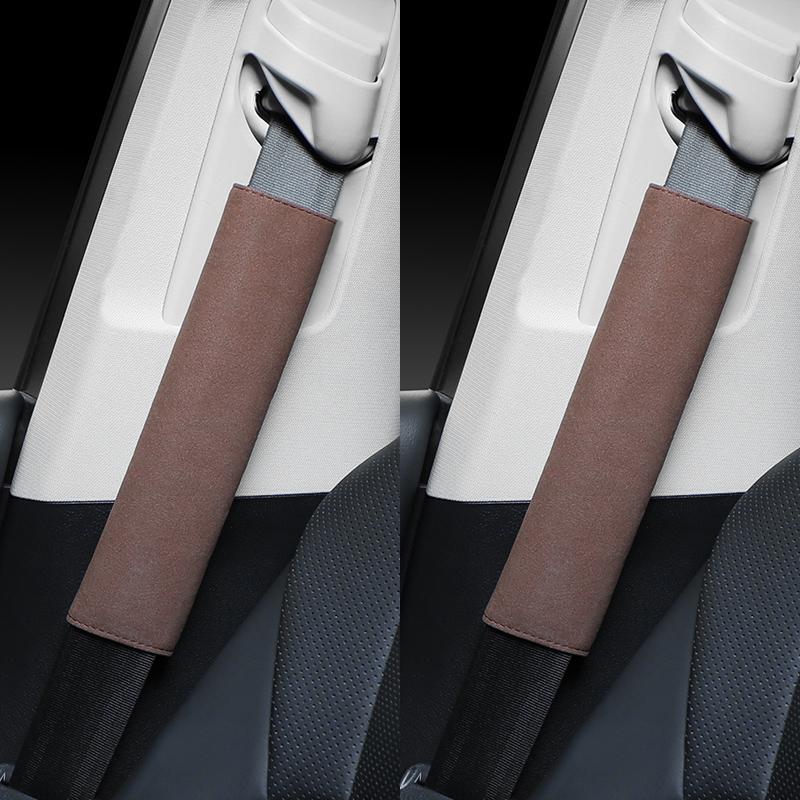 2Pcs Car Interior Accessories Seat Belt Suede Soft Safety Belt Shoulder Straps Cover Breathable Protection Padding Cushion
