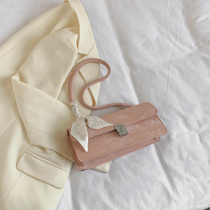 Borsa a tracolla da donna con sciarpa di seta retrò, borsa da viaggio casual, borsa a mano, borsa da donna con patta dal design minimalista