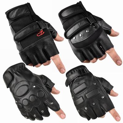 Guanti Unisex Impermeabili in Pelle PU Senza Dita per Ciclismo, Moto e Alpinismo