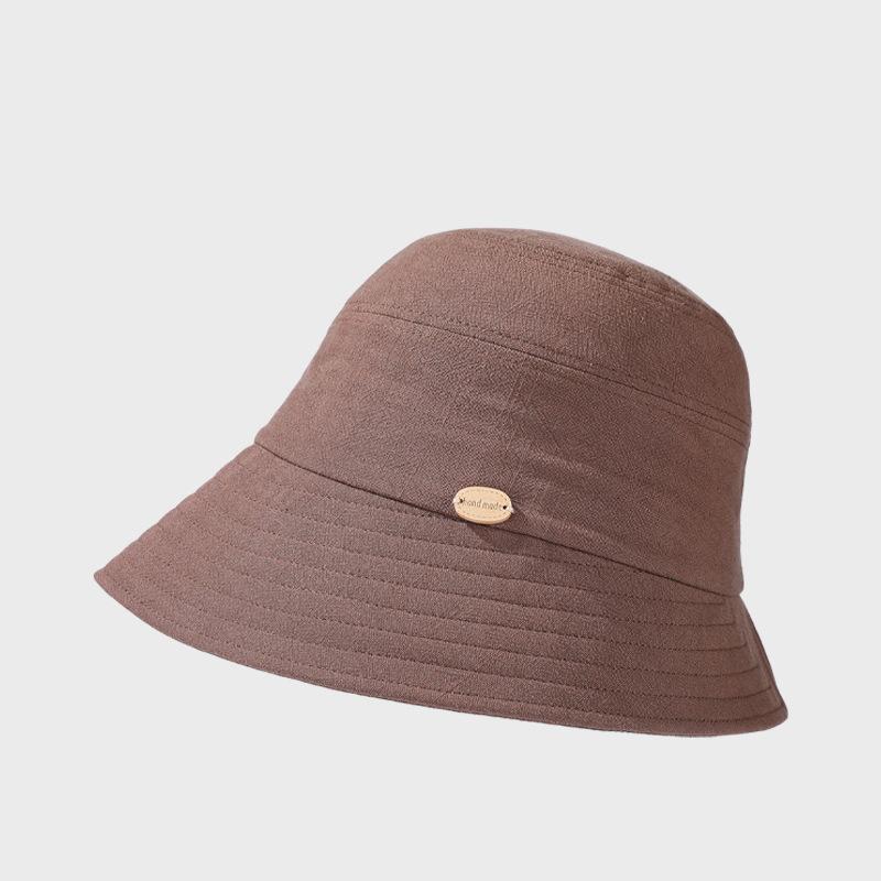 Light Cotton Linen Fisherman Hat Women's Summer Solid Color Sunscreen Hat Foldable Breathable Sun Hat