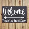 1pc Welcome Please Use Front Door Metal Sign 8x12 Inch Rustic Directional Plaque Unframed Wall Art Entryway Porch Decor