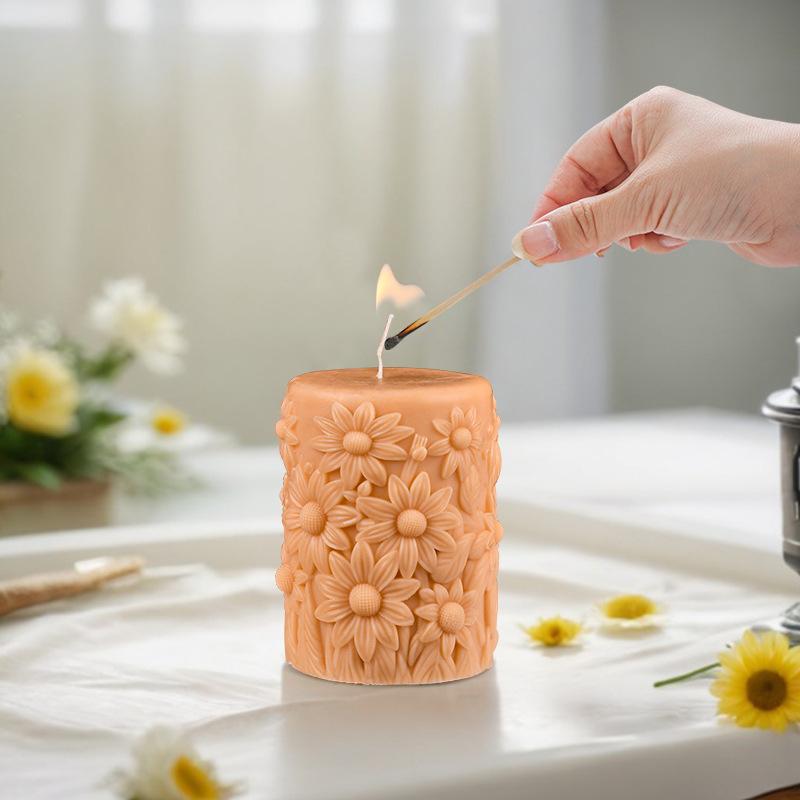 Blooming Floral Pillar Candle Silicone Mold Rose Scented Diffuser Stone Making Craft Tool