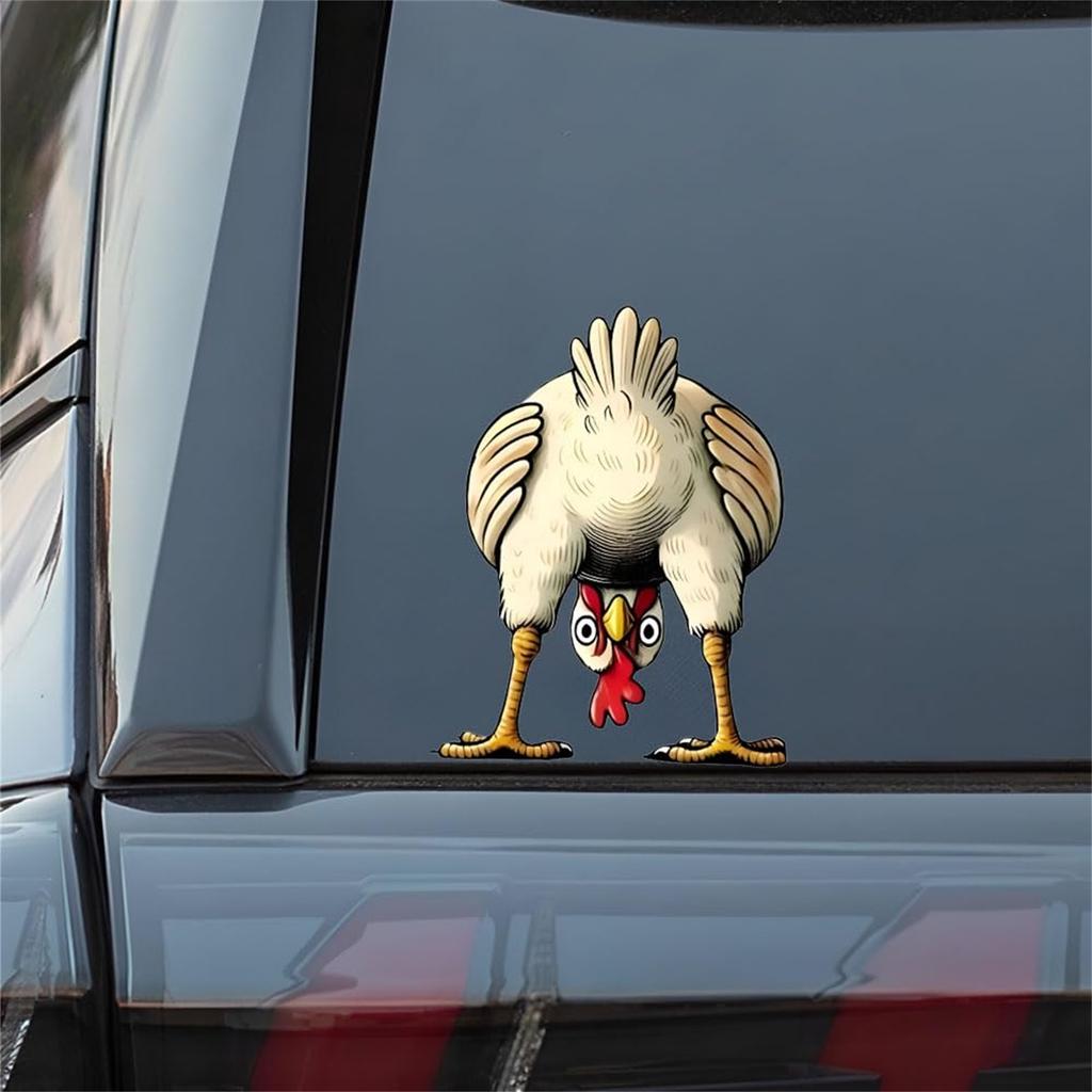 Funny Chicken Vinyl Decal - Funny Farm Animal Sticker For Car Window