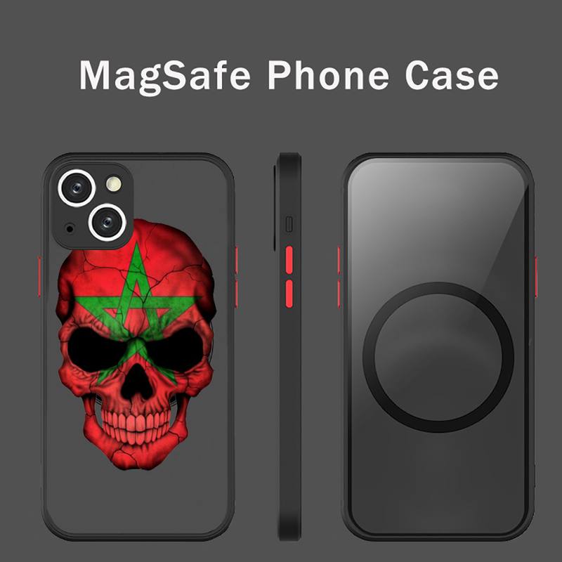 Morocco Flag Phone Case Transparent Magsafe Magnetic Magnet For iPhone 13 12 11 Pro Max Mini Wireless Charging Cover