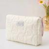 Flower Pattern Women Makeup Bag Cosmetic Bags Quilted Cotton Soft Makeup Case Pouch Zipper Large Travel Wash Pouch