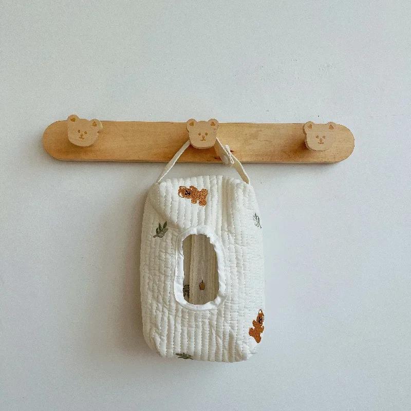 Krabička na kapesníky s kreslenými zvířátky, pouzdro na vlhké ubrousky, závěsná taška do auta, držák na papír, odnímatelná závěsná krabička na ubrousky