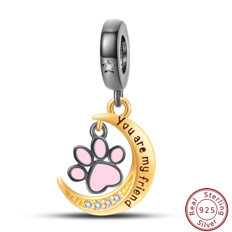 Cute Cat And Dog Series Copper Moon Butterfly Paw Print Charms 3Mm Diy Fine Jewelry Gifts Making