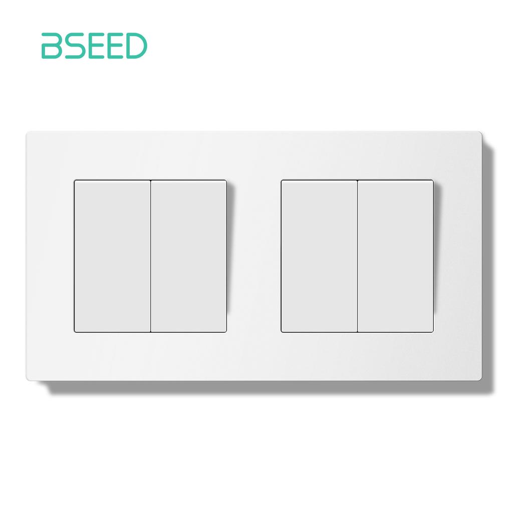 BSEED Spínač Světelný spínač s LED Bílý plastový rámeček Nástěnný spínač s kontrolkou řady E Standard EU 1/2cestný/Reset
