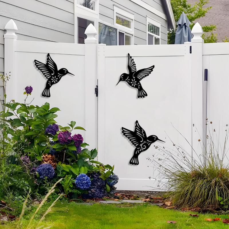 1Pc Metal Hummingbird Wall Decoration Hollow Out Iron Bird Sculpture Wall Hanging Figurines Ornament Home Decor