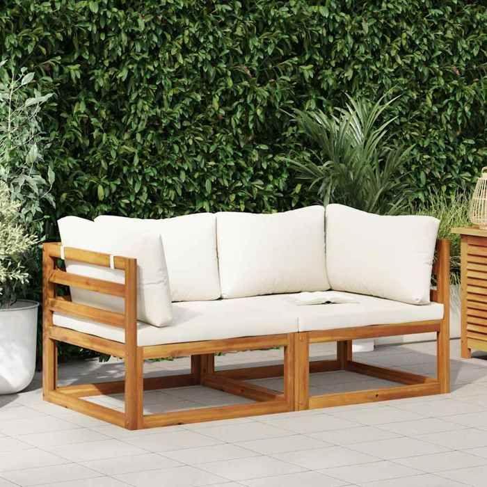 Maison Exclusive - Canapés d'angle sectionnels 2 pcs avec coussins Blanc crème