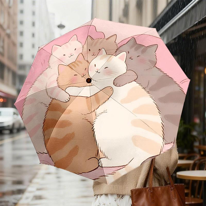 Cozy Cat Nap Umbrella: Perfect for Outdoor Adventures, Auto-Opening & Closing, Lightweight and Durable, Ideal As a Gift 046