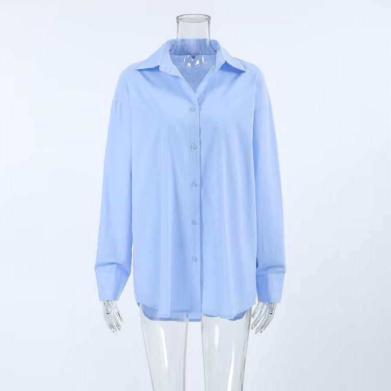 

New Autumn Russian All-Match Fresh Blue Shirts Loose Casual Shirt Loose Casual Shirt Blue M