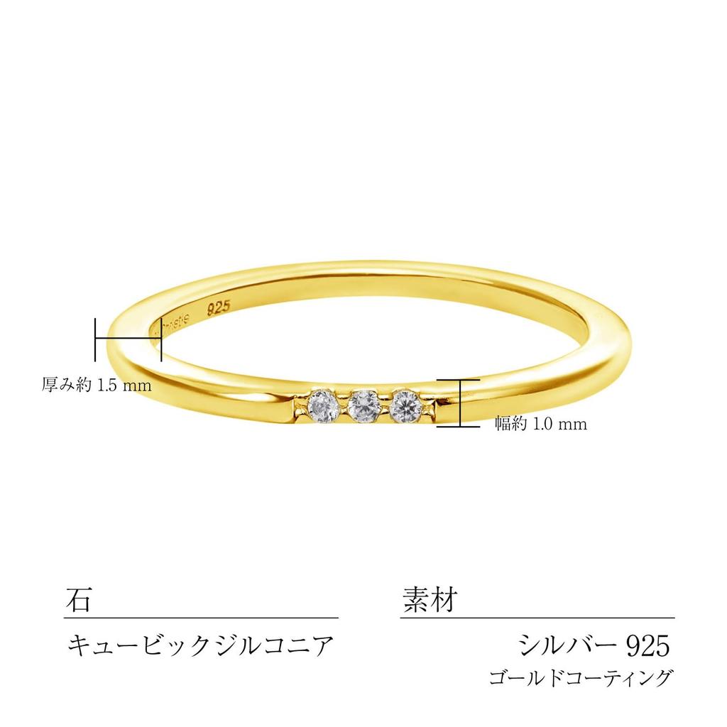 Lala Christie Women's Pinky Ring, Silver 925, Yellow Gold, and Cubic Zirconia, Size 3