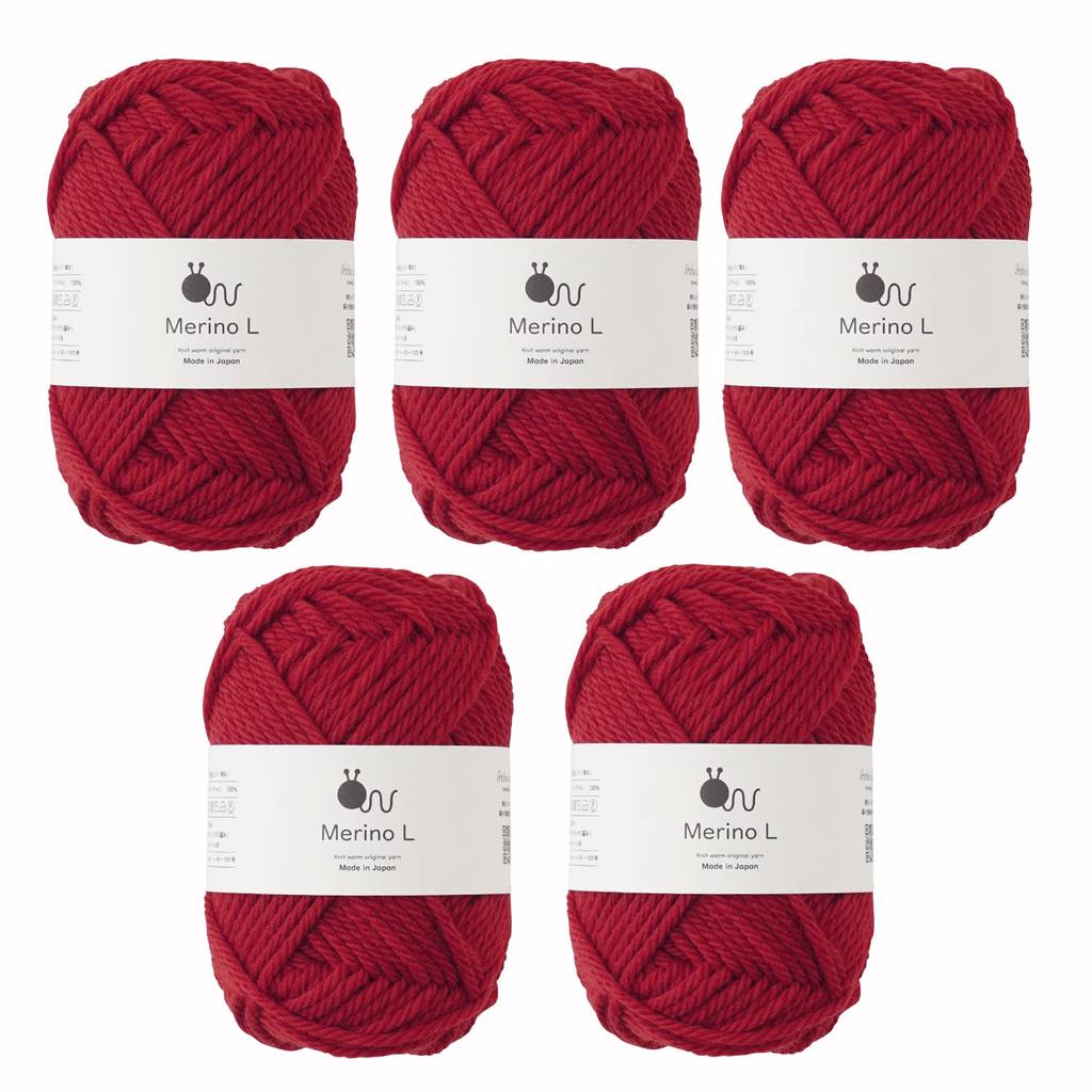 Knitworm Merino 5 Extra 40g Made In 104 Red Yarn, Balls, Large, Thick, (Approx. 56m), Japan,