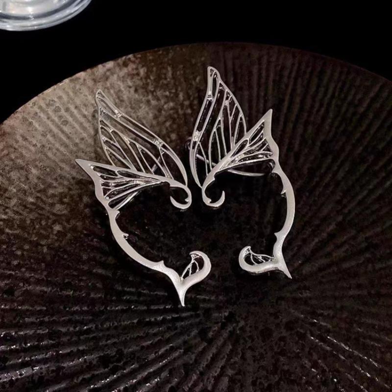 Punk Butterfly Elf Ear Clip Luxurious No Ear Hole Ear Bone Clip Metal Wing Ear Cuff Piercing Earrings For Women Jewelry