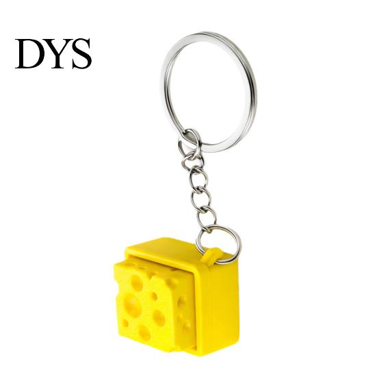 Unique Cheese Shape Keyring Fidget Keychain, Mechanical Keyboard Click, Creative Sound Stress Relief Funny Sensory Gift Toy, Durable Plastic Portable