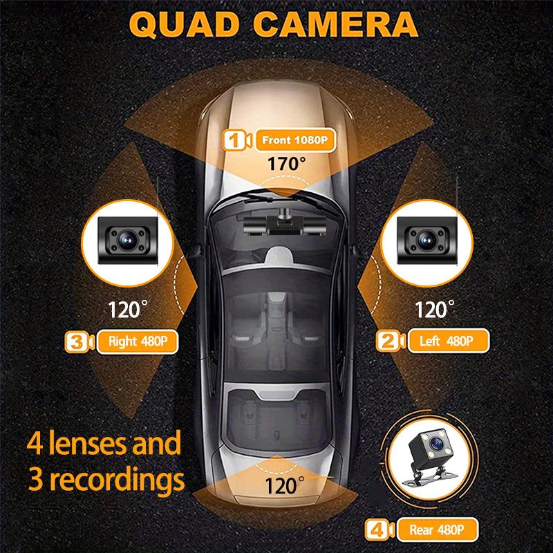 M80 Pro 4-Channel Dash Cam with Four Lenses, 1080P HD, Infrared Night Vision, and Parking Monitor