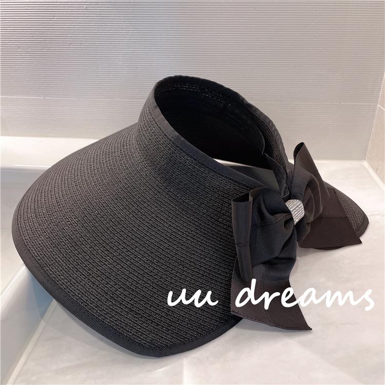 

Женская шляпа-канотье с открытым верхом, защита от ультрафиолета, солнцезащитная, виниловая, милая шляпа с большим бантом, летняя, складная, солнцезащитная adult adjustable